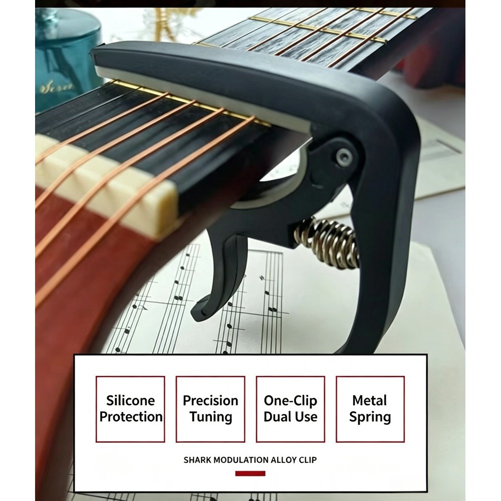 Acoustic Guitar Dreadnought - 2-in-1 Gitarren-Capo mit Saitenhalter-Entferner, ABS-Kunststoff Schnellwechsel-Capo