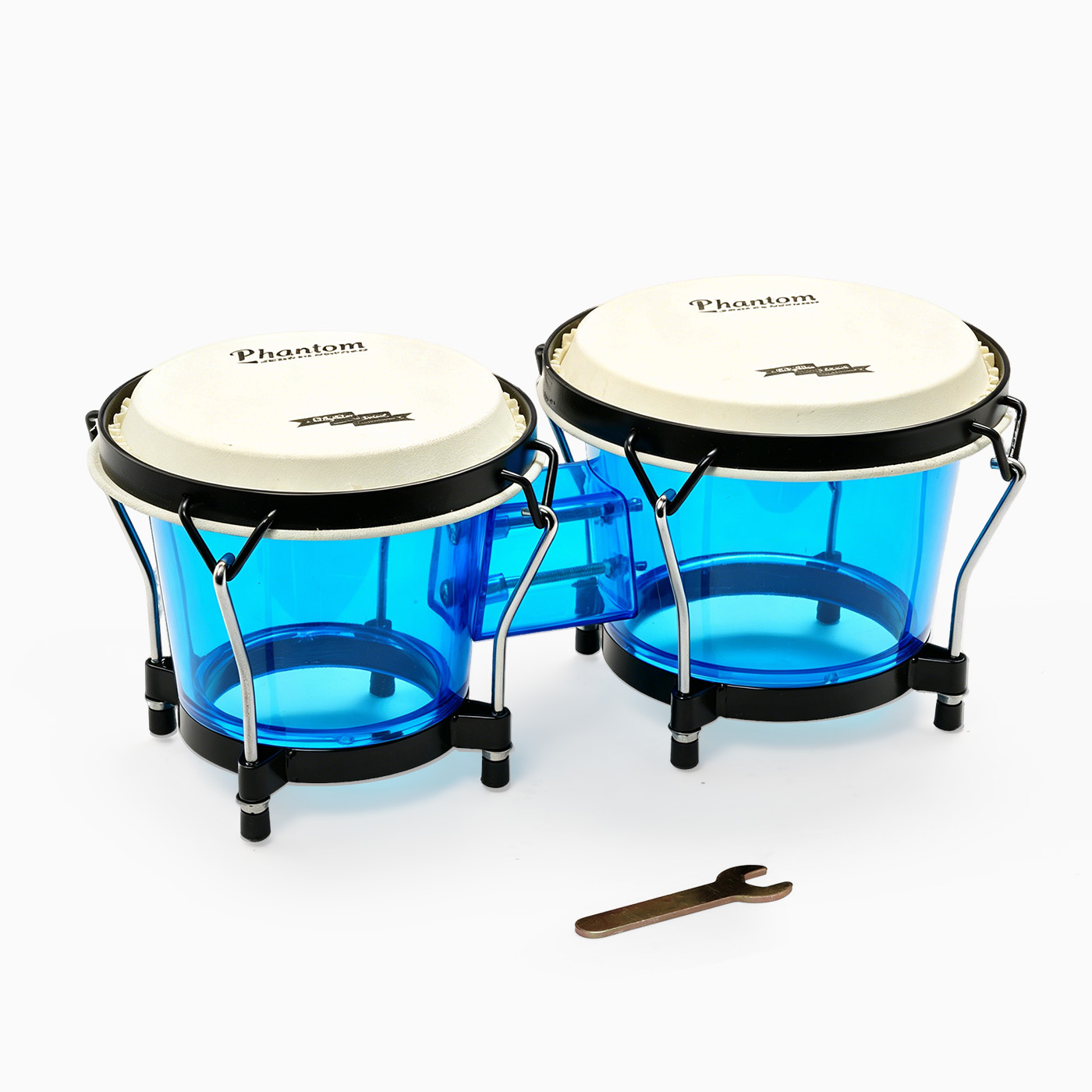 Bongo Drum Set - Hochwertige blaue Acryl-Bongos, professionelles Design, transparente