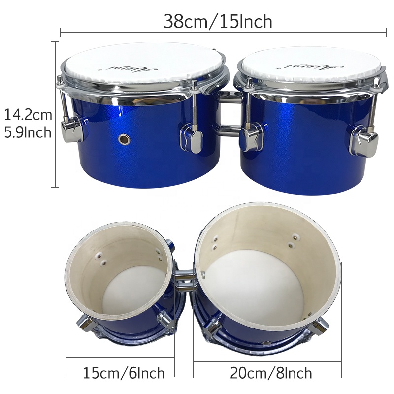 Blaue, maßgefertigte 6/8 Zoll  – Bongo Drum Set Bewertung und Preis